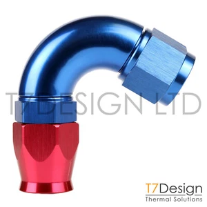 AN10 120 Degree PTFE Full Flow Braided Hose Fitting -10 JIC Red/Blue - Picture 1 of 1