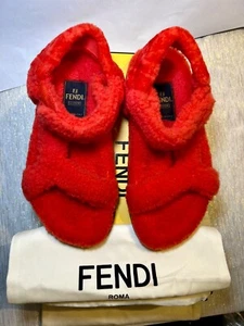 New! Fendi Shearling FF Feel Sandals Georgia Scuro Sz 38 $1050 Price Drop! - Picture 1 of 8