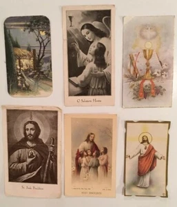 Six 1930’s Holy Prayer Cards From USA, Italy - Holy Communion Priesthood - Picture 1 of 9