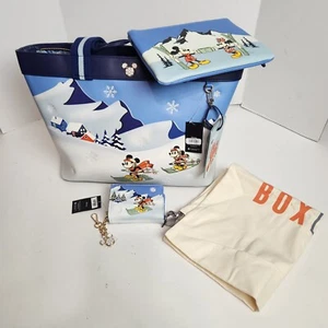NWT 3 Piece Disney Our Universe Ski Tote Bag & Wristlet Pouch & Wallet Mickey+ - Picture 1 of 22
