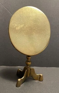 Antique English Brass Candle Reflector, Oval Tilt Top Table Form - Picture 1 of 6