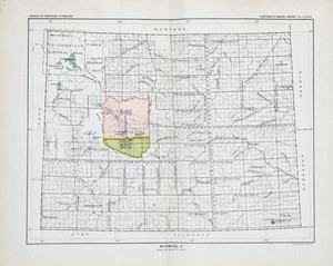 1899 WYOMING Map ORIGINAL - CEDED INDIAN LANDS - YELLOWSTONE (11X9) - Bild 1 von 5