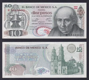 Banconota Messico 10 pesos 1975 P.-63h SUP/AU - Imagen 1 de 1