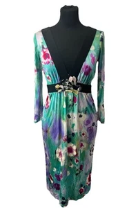 Alberta Ferretti Multicoloured Beaded Gemstone 3/4 Sleeve Women’s Dress Size UK8 - Picture 1 of 8