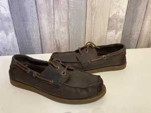 Superdry Brown Leather Moccasins Deck Boat Shoes Good Condition Size UK 8 EU 42 - Picture 1 of 7