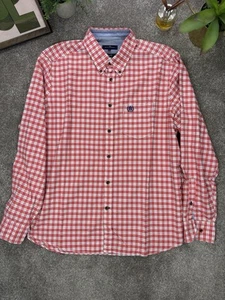 Blue Harbour Shirt XL Check Plaid Orange/Red Long Sleeve Slim Fit Soft Cotton - Picture 1 of 12