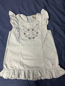 Calvin Klein Girls Embroidered Blouse Top Light Blue Ruffle Sleeves Sz 6X EUC - Picture 1 of 6