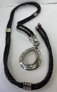 Vintage Brighton 1994 Double Braided Leather Wrap Around Rope Belt Silver - Picture 1 of 9