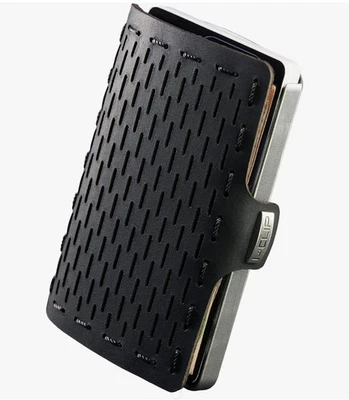 I-CLIP Original schwarz/silber mit Münzfach schwarze Leder Geldbörse mit Geldklammer - Bild 1 von 4