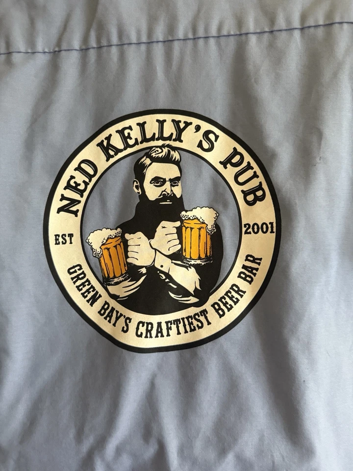 Ned Kelly's Pub Beer 100 Taps Green Bay, WI Men's Shirt Button Up Size Large - image 1 of 4