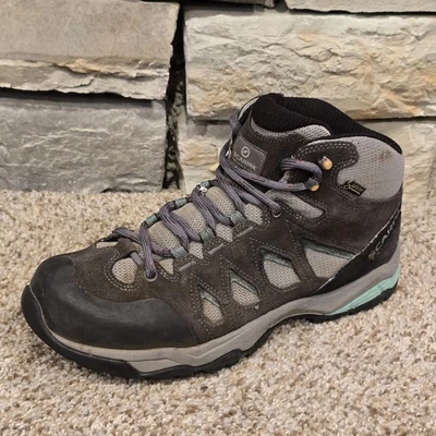Botas de montañismo Scarpa Moraine GTX Mid gris azul para hombre 8,5 mujeres 9,5 Foto 1 de 4