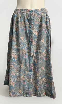 Vintage 90s Handmade Floral Button Up Maxi Skirt Pleated Multicolor Cottagecore  - Image 1 of 4