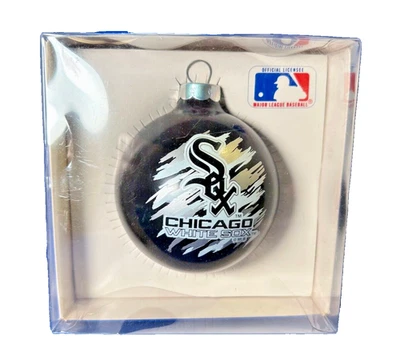 Chicago White Sox Ornament Glass Ball Black Silver Gold Logo Topperscot Vintage  - Image 1 of 4