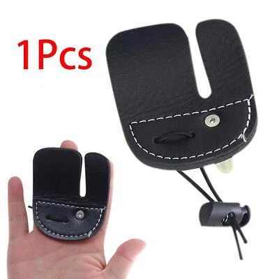 Archery Finger Tab PU Leather Finger Guard Ambidextrous Protective Gear - Image 1 of 4
