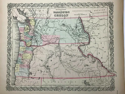 1855 Antique Washington & Oregon Territories - Hand-Colored From Colton's Atlas - Image 1 of 4