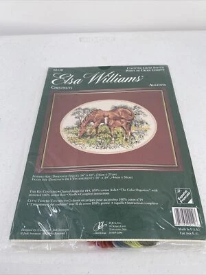 Elsa Williams Castañas Alezans Contado Punto de Cruz Caballo Potro Sellado Foto 1 de 4