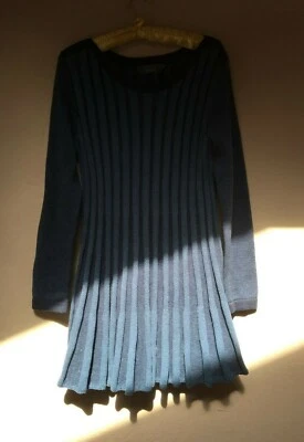 Новый ивы женщин декольте длинным рукавом ребристый трапециевидная туника свитер маленький синий  - Изображение 1 из 4