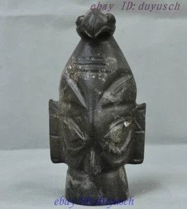 Chinese Sanxingdui culture old jade Hand-carved Sacrifice people man head statue - Picture 1 of 6