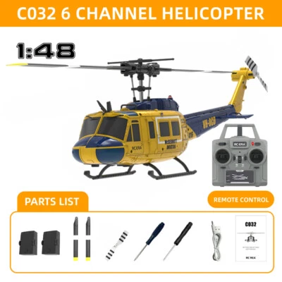 RC ERA RC Helicopter C032 1:48 Huey UH-1 6-axis Gyro 6CH 3D Brushless Aircraft - Image 1 of 4