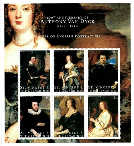 St. Vincent 2000 - SC# 2766 Van Dyck Portrait Paintings, Art - Sheet of 6 - MNH Cover