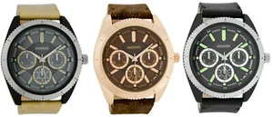 ooZoo reloj de pulsera C6775 para hombre XL Ø50 correa de cuero negro plata marrón deportivo - Imagen 1 de 6