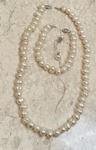 Japanese Akoya Pearl Jewelry Set Akoya Pearl Necklace AAA Bracelet & Earrings - Picture 1 of 12