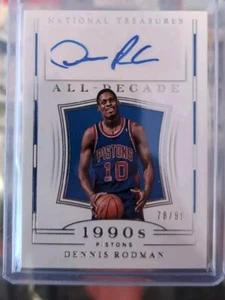 2018-19 Panini National Treasures DENNIS RODMAN /99 Auto All-Decade Pistons - Picture 1 of 2