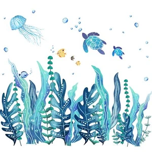 3D Under The Sea Seaweed Wall Decals Sea Turtles Wall Stickers for Kids Bedroom - Picture 1 of 7
