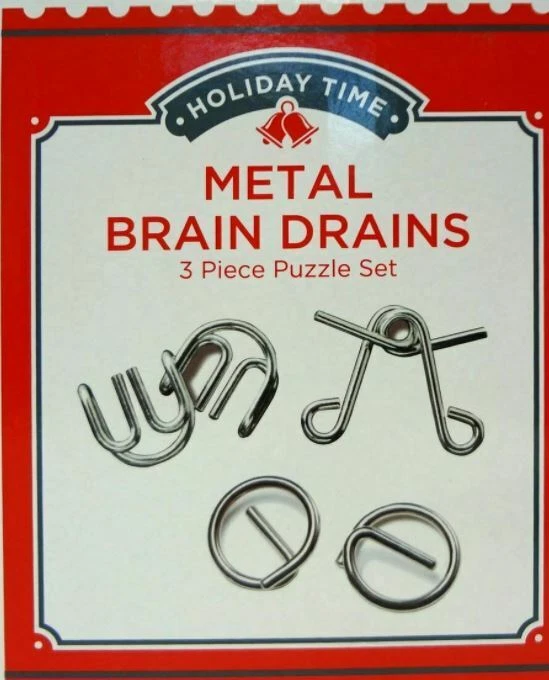 New ! 3 Piece Puzzle Set Holiday Time Metal Brain Drains - Image 1 of 1