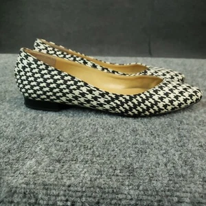 Talbots Flats Shoes Womens Size 8.5 Black White Houndstooth Casual Pointed Toe - Picture 1 of 14