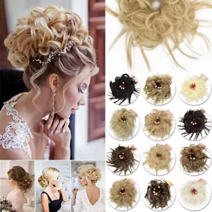 Women Thick Messy Curly Wavy Chignon Hair Bun Scrunchie Hair Extensions Natural - Picture 1 of 25