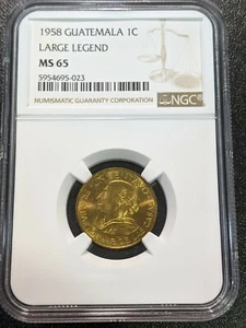 1958 MS65 Guatemala Centavo KM 260 NGC Large Legend Scarce Grade! - Picture 1 of 4