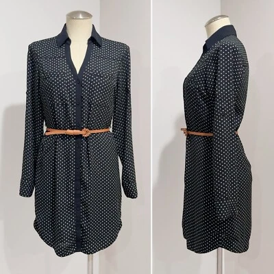 Express Portofino Women's Black White Polka Dot Shirt Dress Size XS - Image 1 of 4