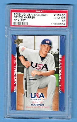 2009 U.D. USA Baseball Bryce Harper 18U National #USA30 Rookie PSA 10 #18958854 - Image 1 of 2