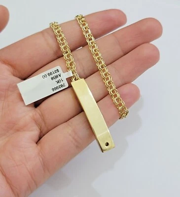 Kids 10k Yellow Gold Chino Bracelet ID Name Plate 5 Inch 4mm SOLID LINK REAL - Image 1 of 4