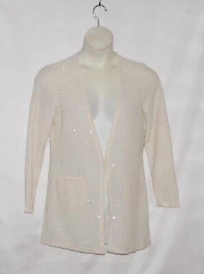 Cárdigan Joan Rivers tejido con lentejuelas talla S marfil Foto 1 de 2