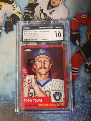 2022 Topps Chrome Plat #409 Robin Yount Red Lava Refractor CGC 10 GEM MINT - Image 1 of 3