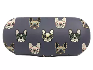 NEW Multicolored French Bulldog Dog Glasses Adult Hard Clamshell Eyeglasses Case - Picture 1 of 8