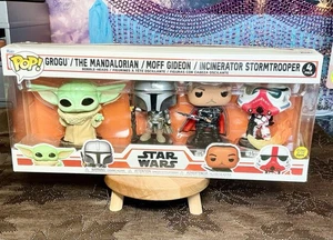 Funko Pop Star Wars 4 Pack Grogu Mandalorian Gideon Stormtrooper Glows - Picture 1 of 10
