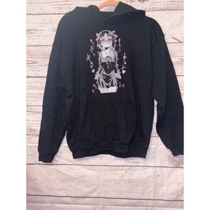 Gildan Anime Girl Black Hoodie Woman Sz M - Picture 1 of 8