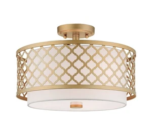 Livex Lighting 41108 Arabesque 3 Light 15-1/4"W Semi-Flush Drum - Gold - Picture 1 of 4