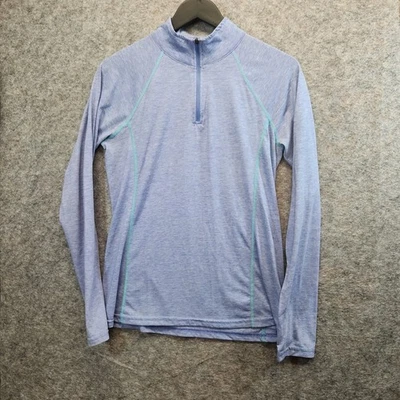 Camiseta Orvis Trout Bum Drirelease Mujer Púrpura Manga Larga 1/4 Cremallera Talla Pequeña Foto 1 de 4