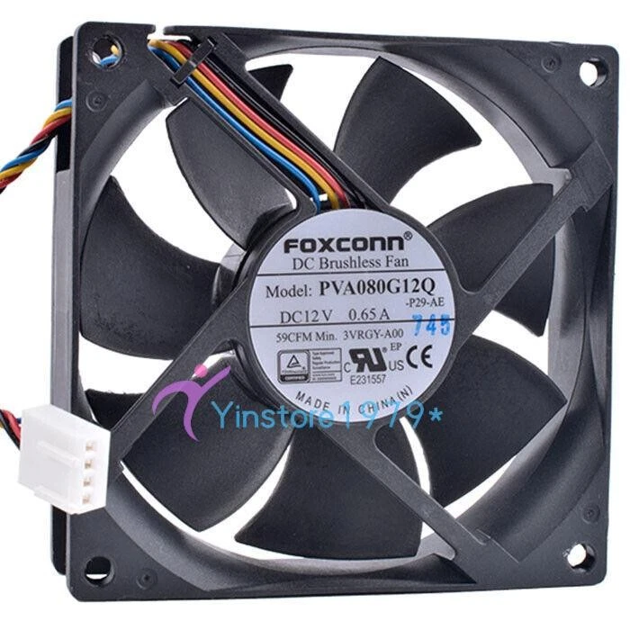 FOXCONN PVA080G12Q Fan 80*80*25mm 12V 0.65A 4Pin - Image 1 of 1