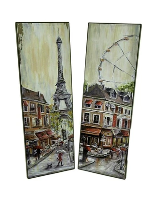 Zeckos 2 Pc. Foiled Eiffel Tower and Ferris Wheel Wall Hanging Set - Image 1 of 3