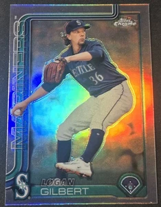 2025 Topps Chrome Logan Gilbert Refractor Seattle Mariners - Picture 1 of 2