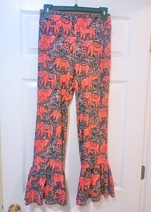 Simply Southern Bell Bottom Pants Size: S/M PINK and GRAY Elephant Print - Picture 1 of 2
