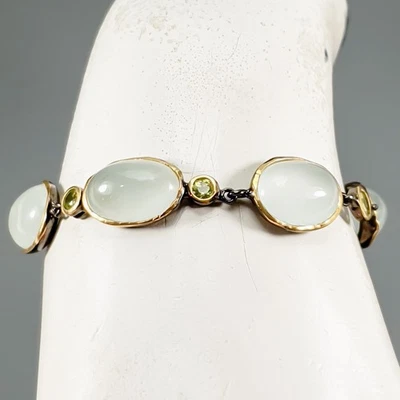 Handmade 32ct+ Natural Aquamarine Bracelet 925 Sterling Silver 7"/BR13508 - Image 1 of 4