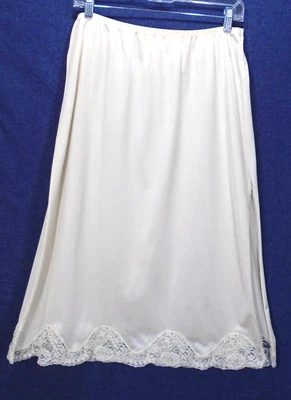 Luces corporales vintage JCPenneys crema nailon encaje medio antideslizante abertura lateral 29" MD Foto 1 de 4