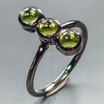 Jewelry gemstone Natural Peridot Ring 925 Sterling Silver Size 6.5 /R445520 - Image 1 of 4