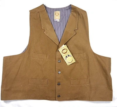 Vintage WAH Maker 3XL Cotton Canvas Vest 4 Pockets Cowboy Western USA Duck NWT - Image 1 of 4